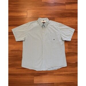 Ariat Pro Series Shirt Light Blue White Button Short Sleeve Men's Size 2XL XXL